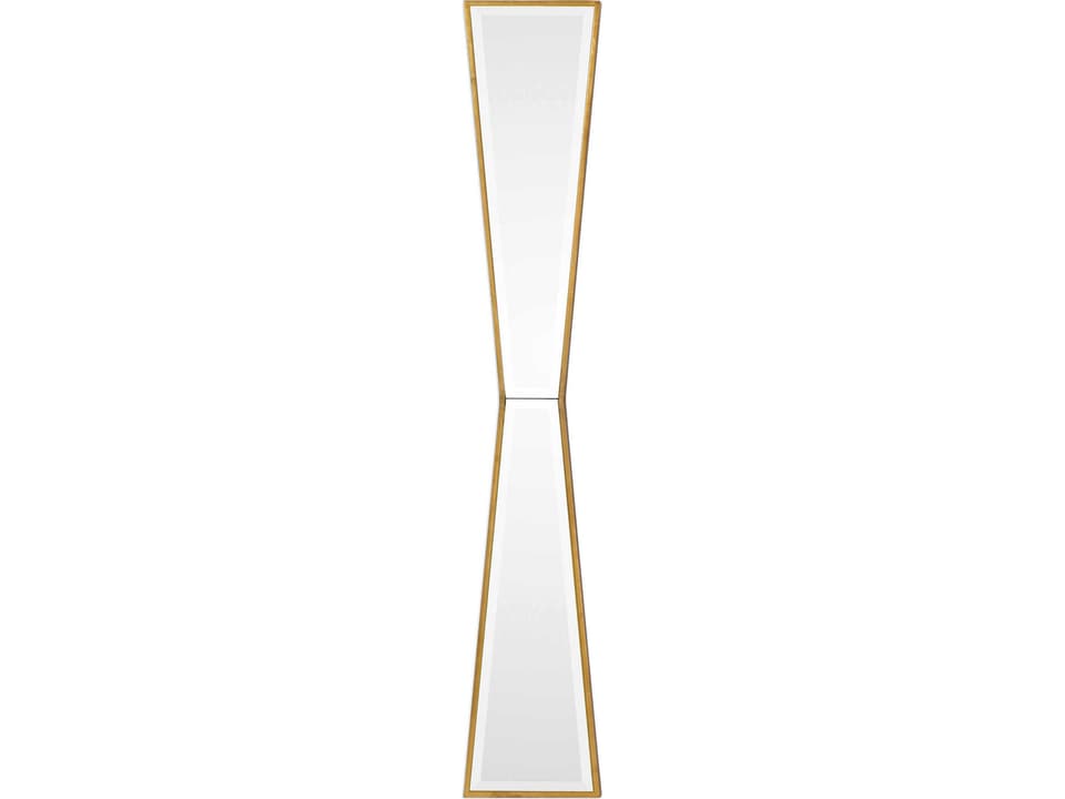 Corbata Bow Tie Design Beveled Wall Mirror in Antiqued Gold Leaf