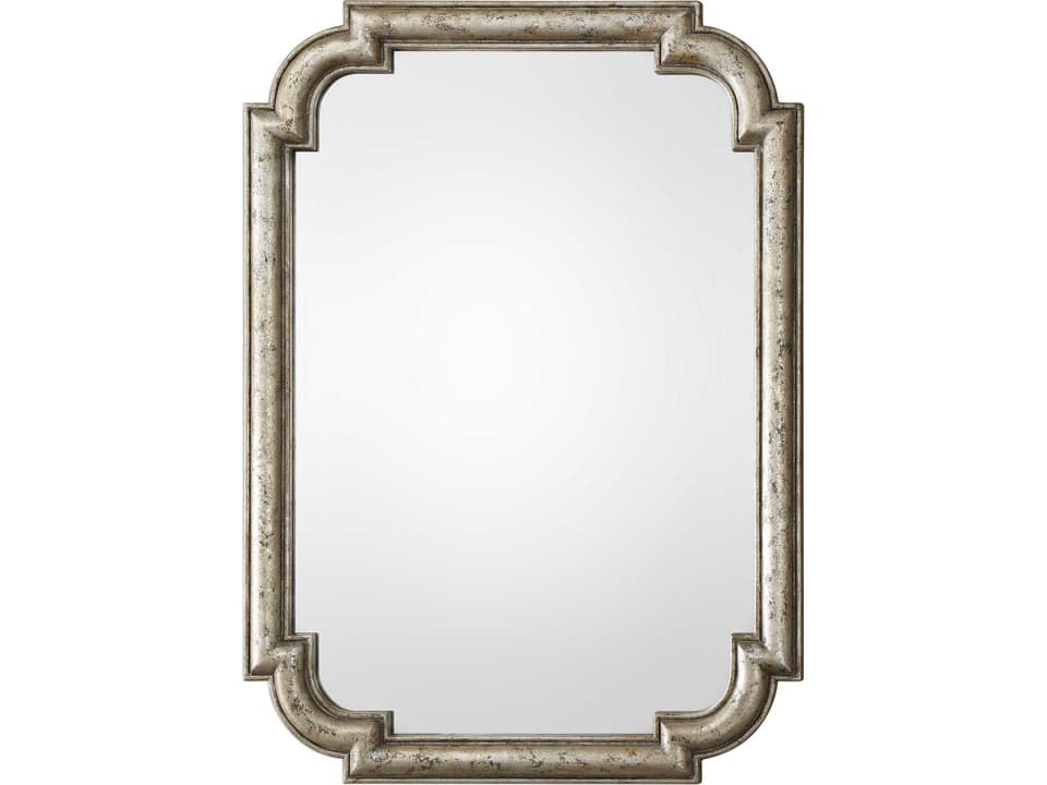 Calanna Rectangular Framed Bathroom Mirror in Antique Silver Leaf