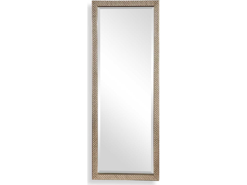 Cacelia Leaner Mirror with Diamond Studded Frame in Metallic Silver