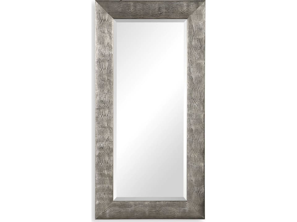 Maeona Rectangular Wall Mirror Metallic Silver Organic Texture
