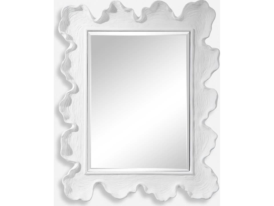 Sea Coral Coastal Mirror in Matte White