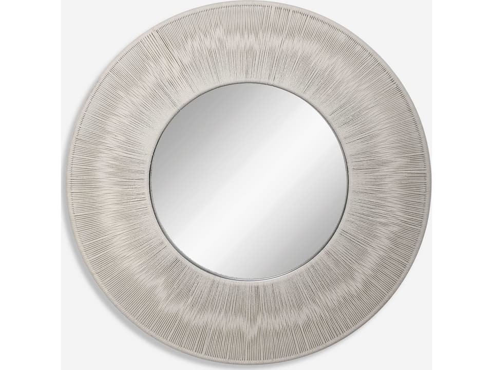 Sailor's Knot Round Mirror in Beige Rope and Iron