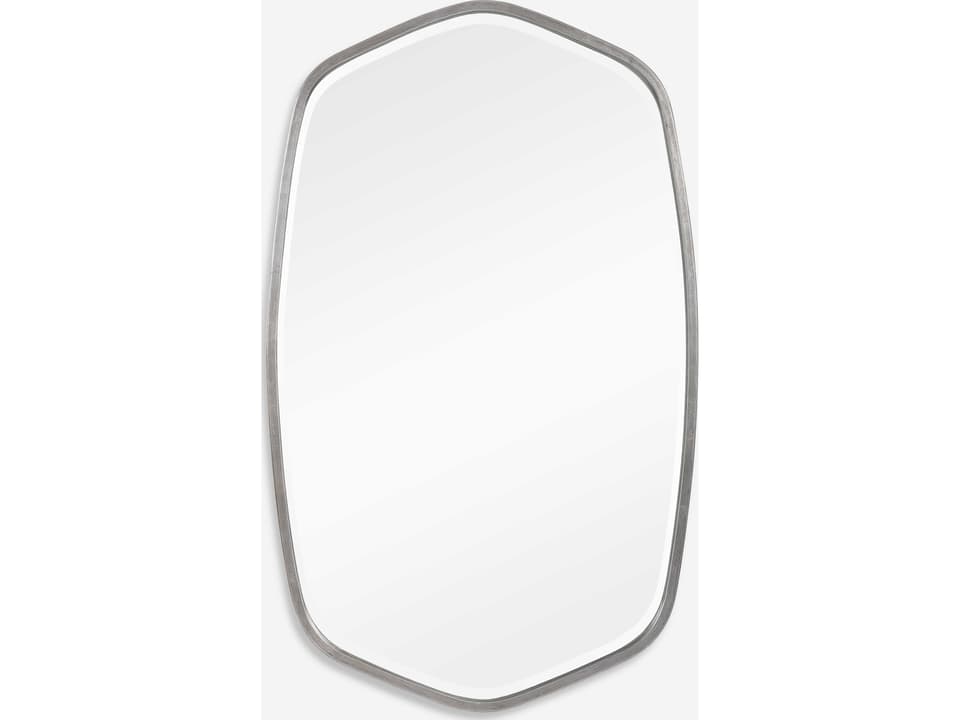 Duronia Wall Mirror in Brushed Silver with Beveled Edge