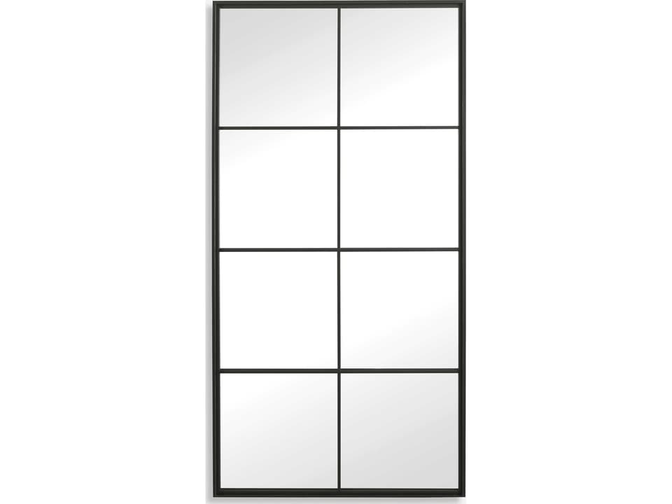 Rousseau Iron Window Mirror Wrought-Iron Black Finish