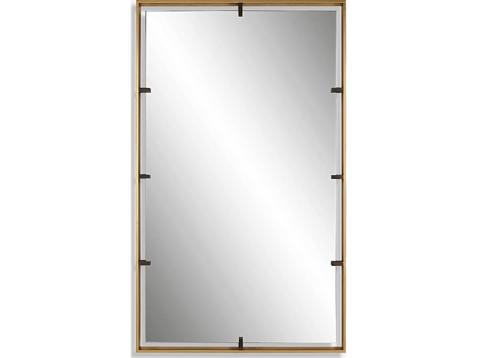 Egon 30 x 50 Inch Gold Wall Mirror with Aged Bronze Clips