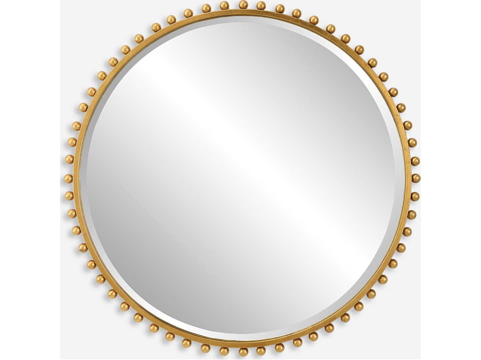 Taza Round Wall Mirror with Gold Leaf Finish