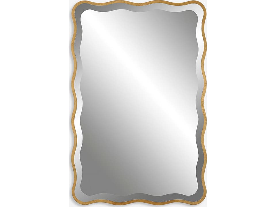 Aneta Aged Gold Scalloped Edge Wall Mirror with Shaped Wood Frame