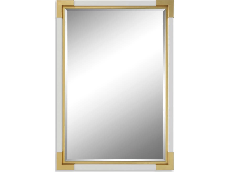 Malik Rectangle Mirror White Faux Shagreen and Gold Leaf