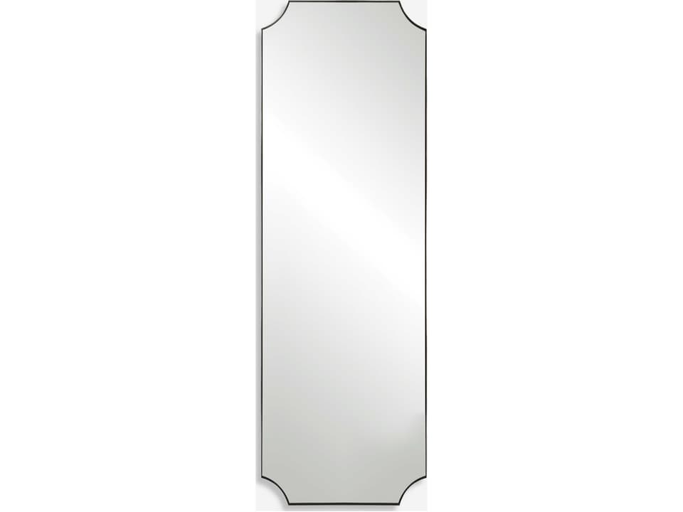 Lennox Tall Mirror in Polished Nickel with Scalloped Corners