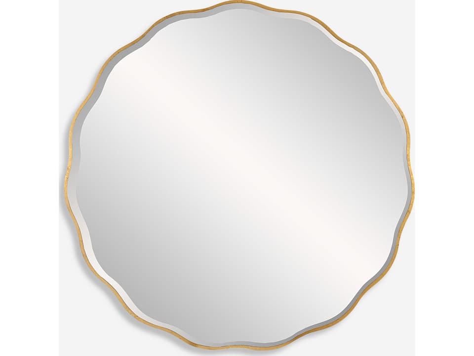 Revelation Aneta Large Round Mirror in Antiqued Gold Leaf