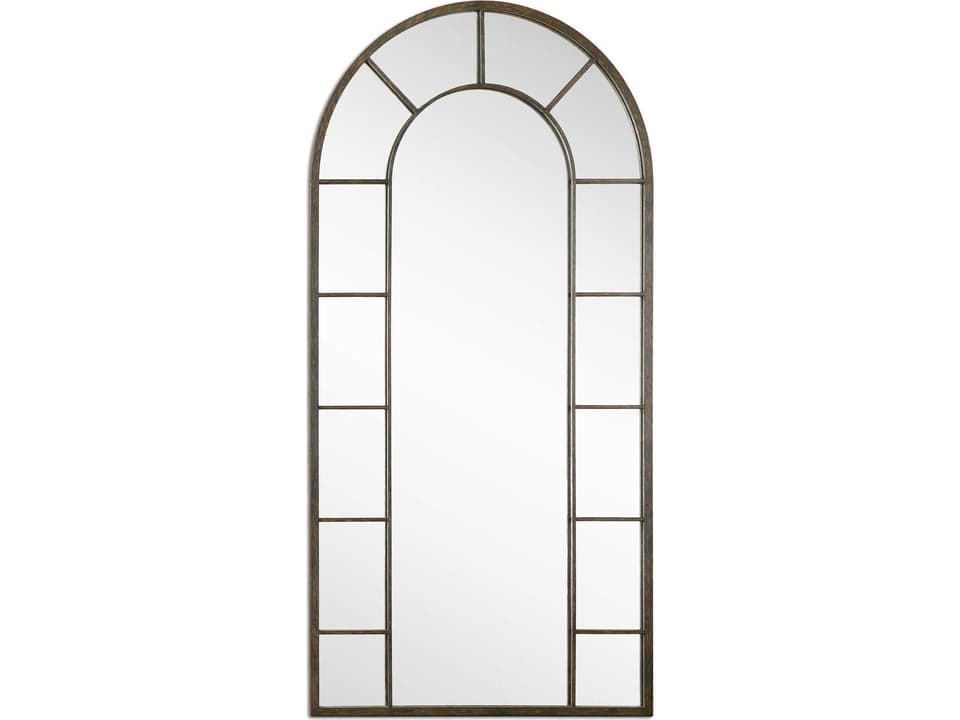 Dillingham Arched Wall Mirror Aged Black with Light Rust Distressing