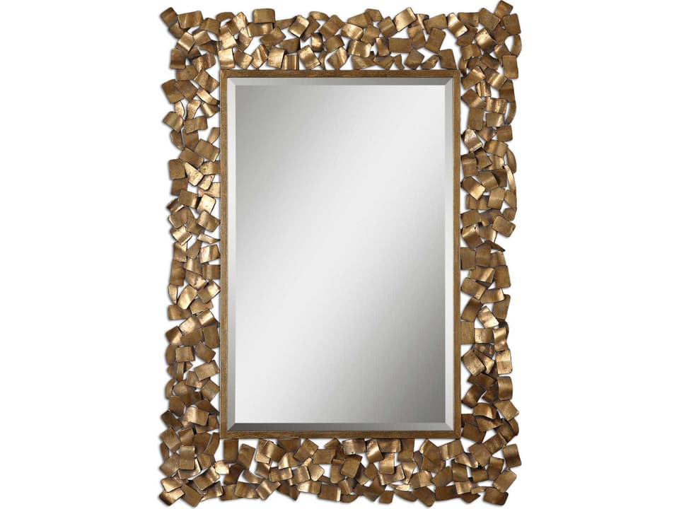 Capulin Antique Gold Wall Mirror with Light Gray Glaze