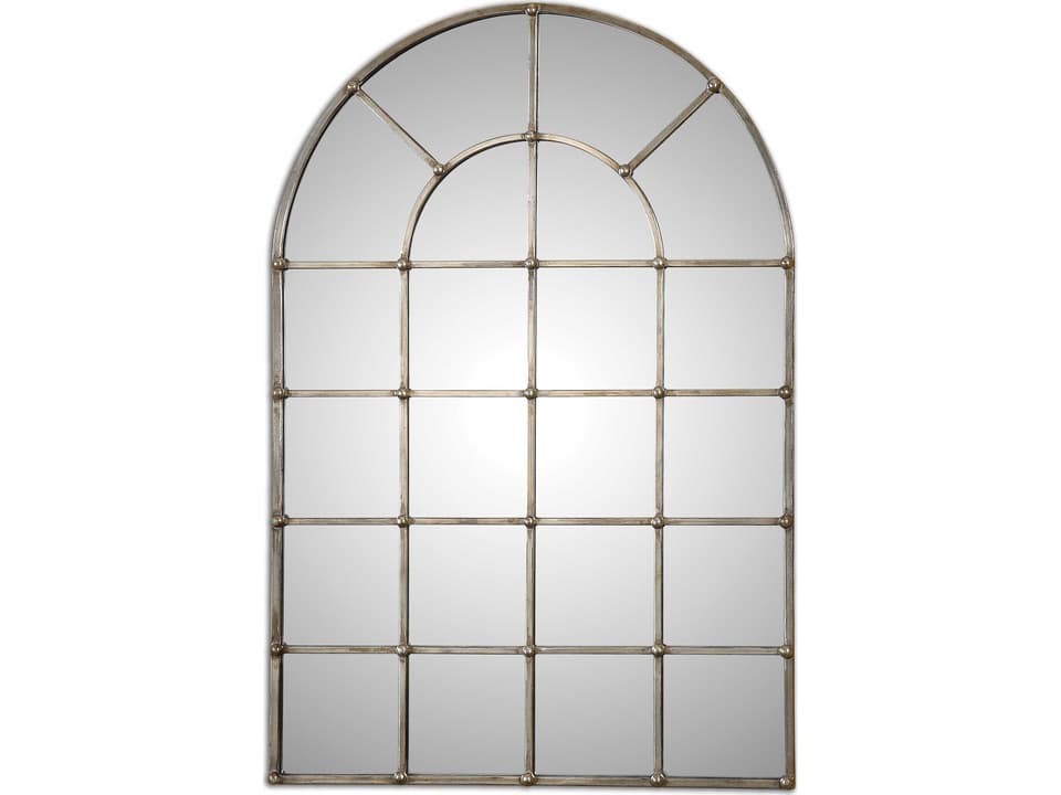 Barwell Arch Window Mirror in Oxidized Plated Silver