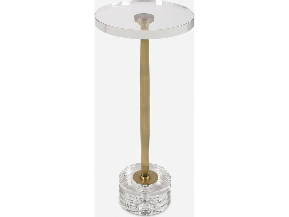 Groove Crystal Drink Table in Brushed Gold and Clear Crystal