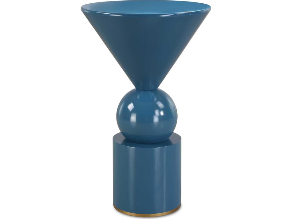 Trig Blue Accent Table with Gold Base