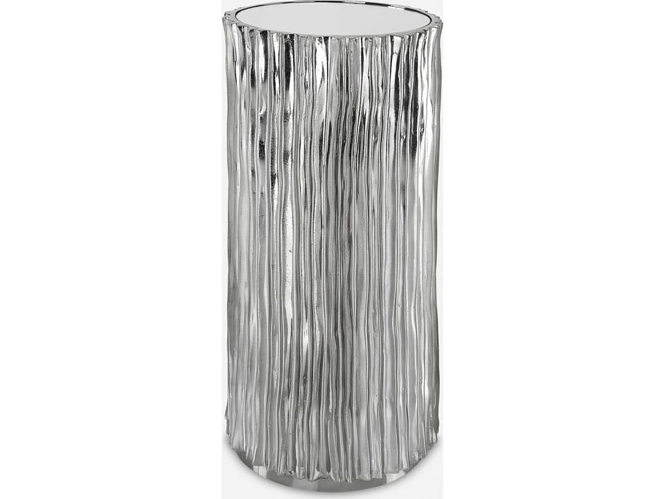 Echo Modern Round Mirror Polished Dark Nickel End Table