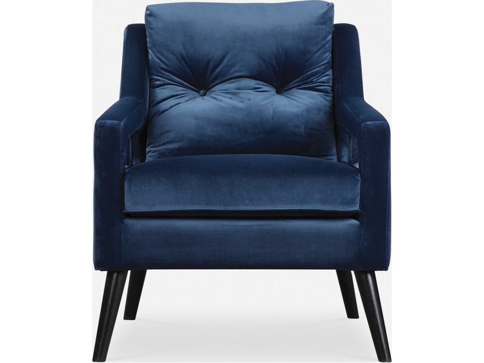 O'Brien Ink Blue Polyester Velvet Accent Armchair with Solid Birch Legs