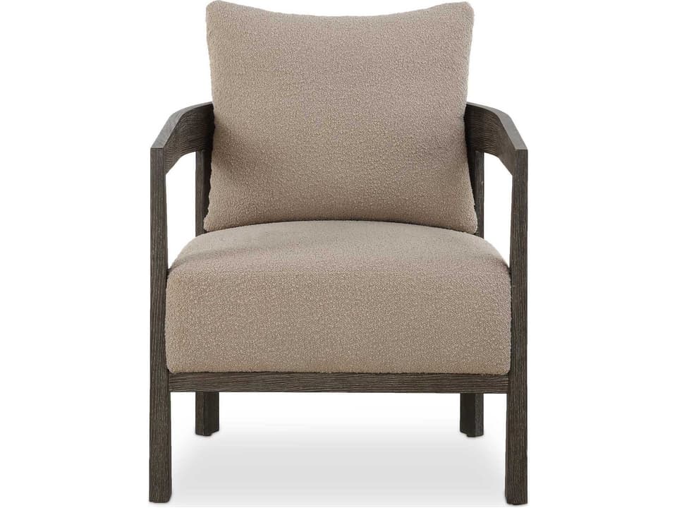 Sienna Sand Fabric Accent Chair with Cocoa Oak Frame