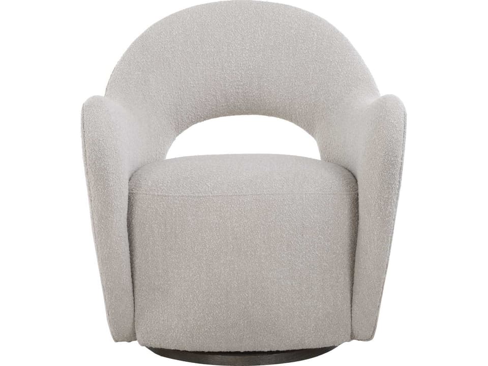 Wander Wood Framed Polyester Swivel Accent Chair in Oat