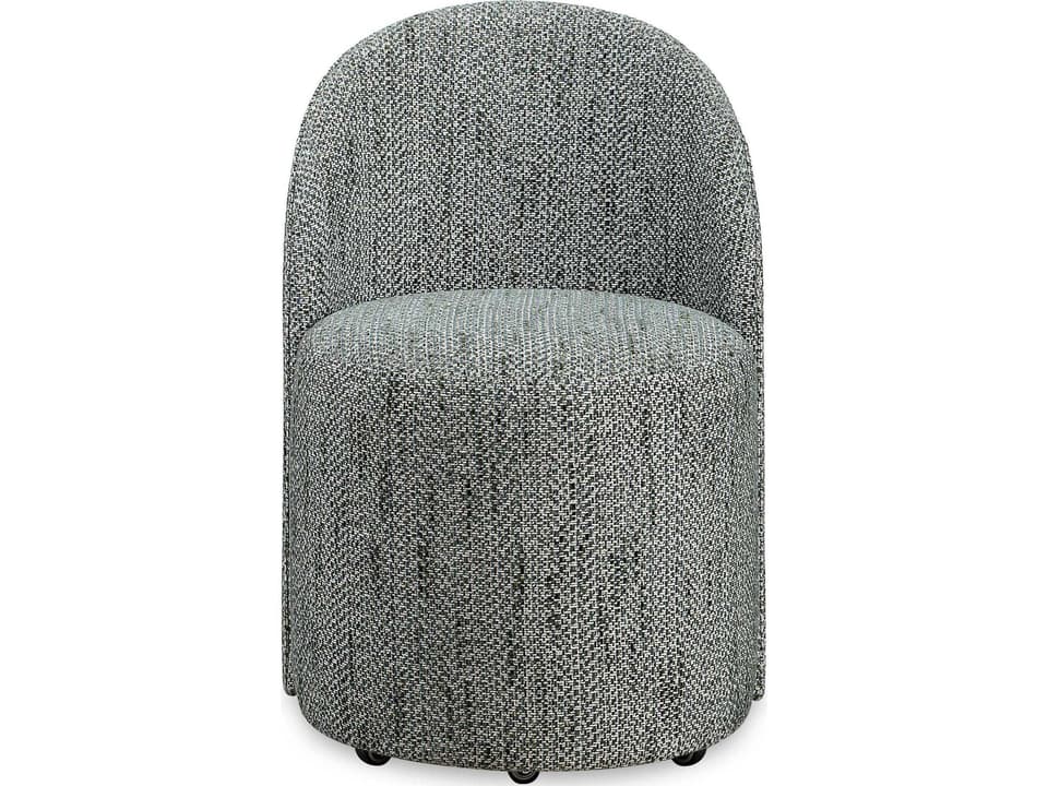 Roll With It Upholstered Dining Side Chair with Casters in Teal Chenille