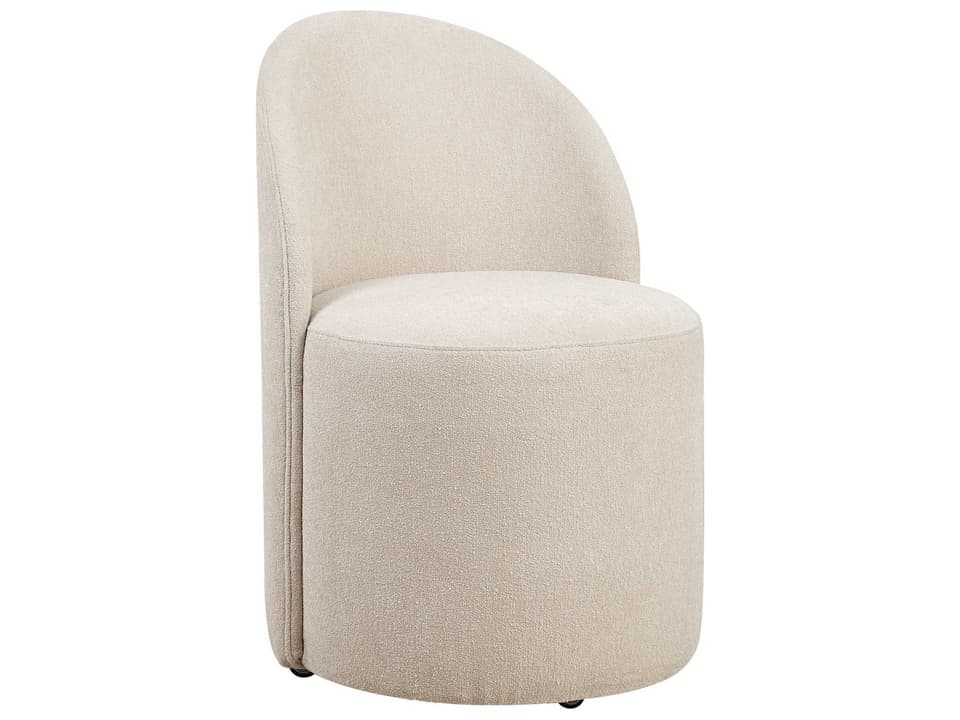 Roll With It Upholstered Dining Side Chair in Light Sand with Casters