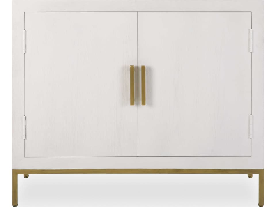 Front Range 2-Door Accent Cabinet in Painted White Oak Veneer with Aged Gold