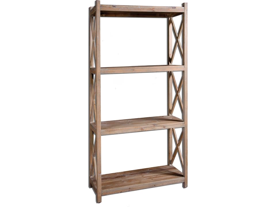 Stratford Reclaimed Fir Wood Etagere with Light Gray Glaze