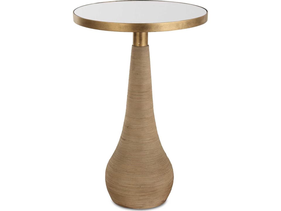 Terra Round Glass Natural Antique Brass End Table