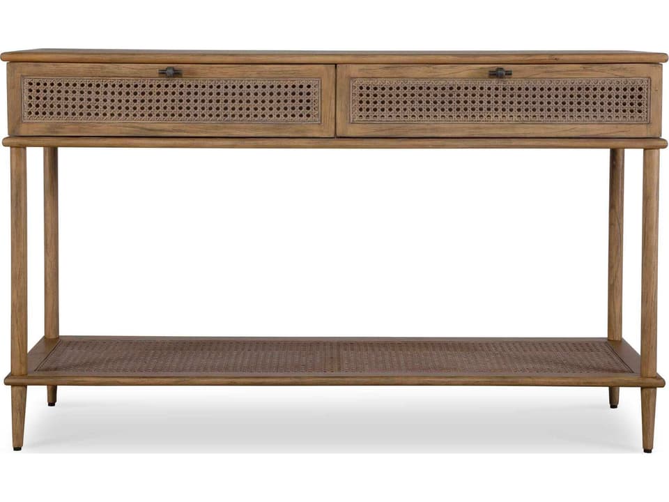 Coast Mid Century Console Table in Soft Oak Stain and Dark Gunmetal