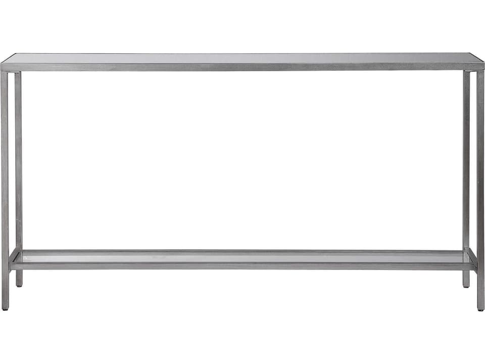 Hayley 60-Inch Rectangle Console Table in Antiqued Silver Leaf and Glass