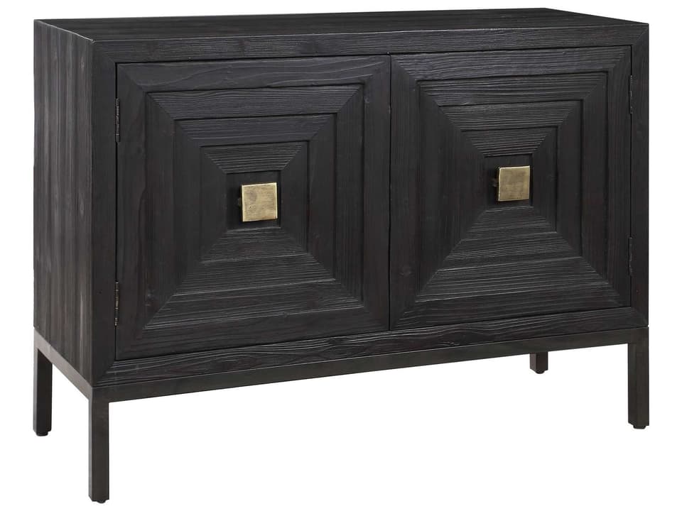 Aiken 2 Door Accent Cabinet in Dark Ebony and Brushed Brass