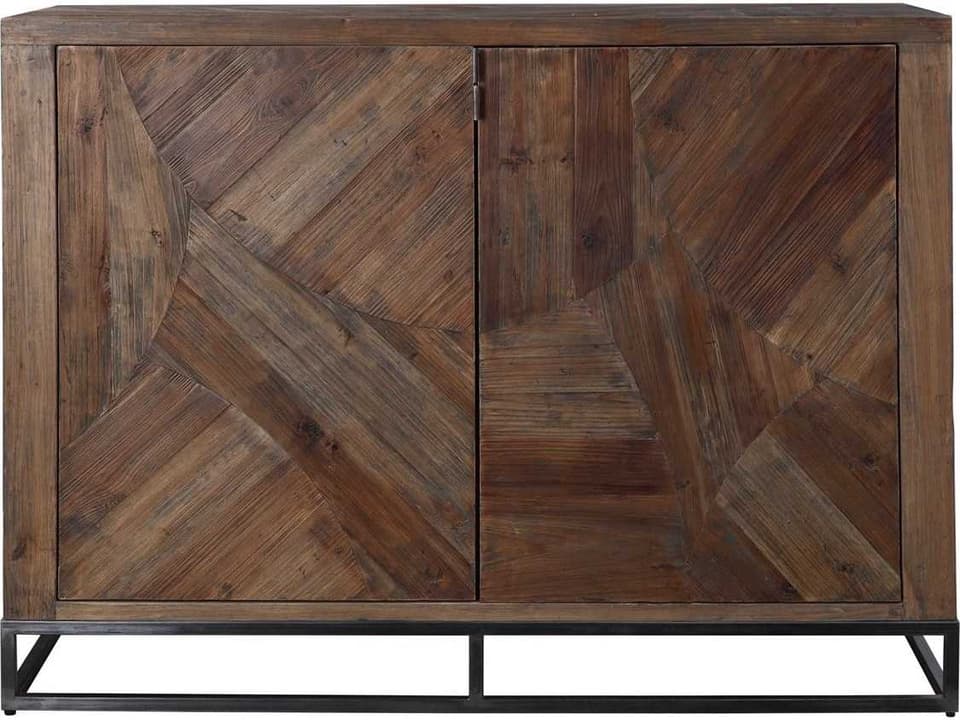 Evros Reclaimed Wood 2-Door Sideboard in Walnut Stain and Aged Gunmetal