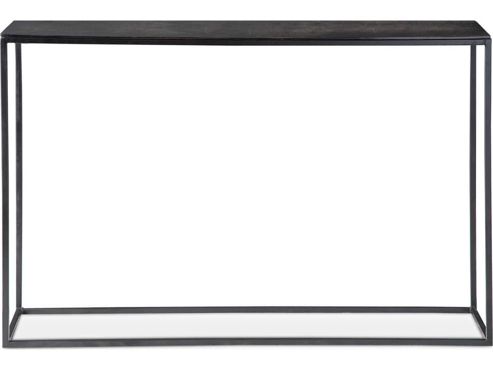 Coreene Industrial Console Table with Aged Black Iron and Antique Bronze Top