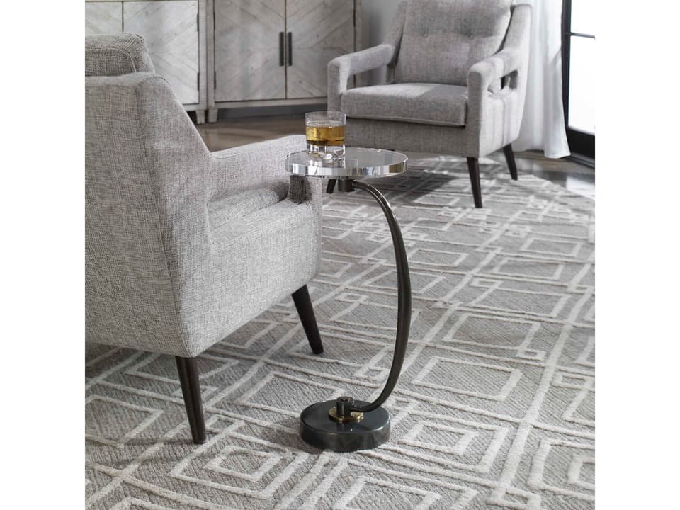 Waveney Round Drink Table Dark Bronze with Crystal Top