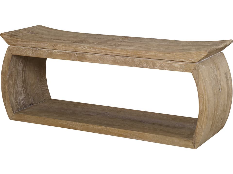 Connor Reclaimed Elm Wood Bench with Scooped Seat
