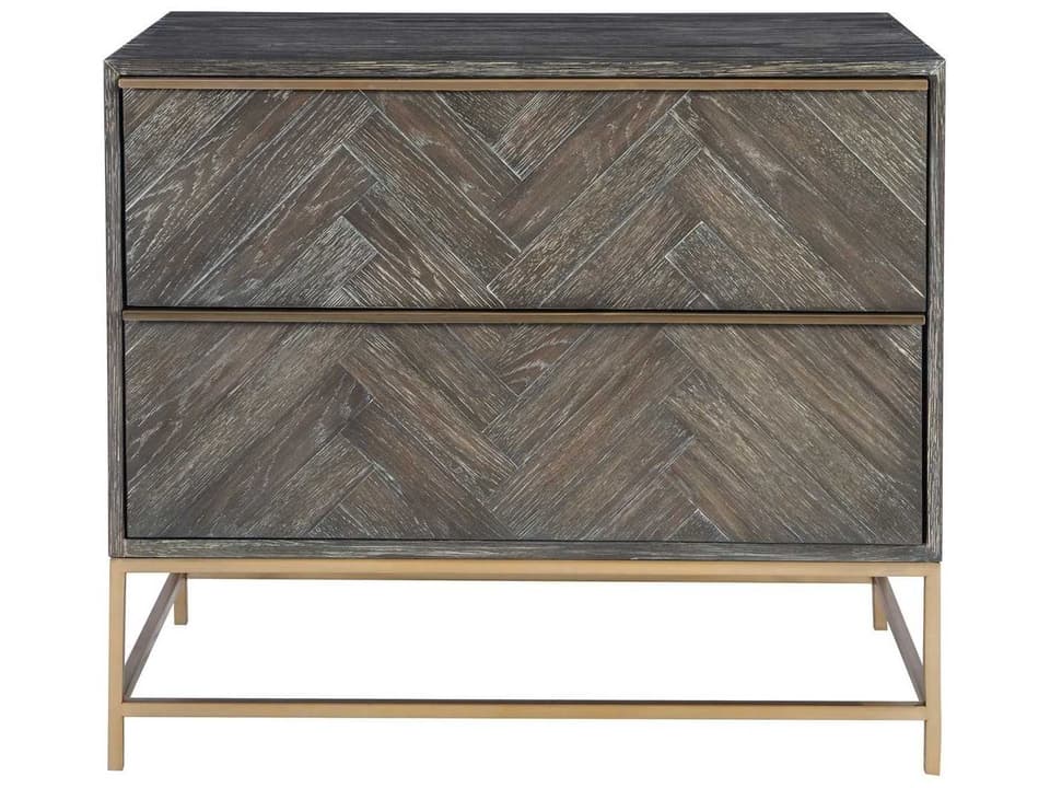 Armistead 2-Drawer Dark Walnut Chest with Brass Base