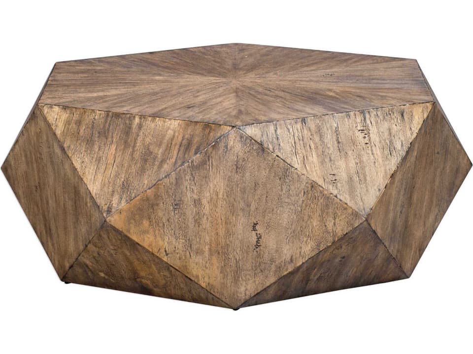 Volker Geometric Coffee Table in Burnished Honey with Light Gray Glazing