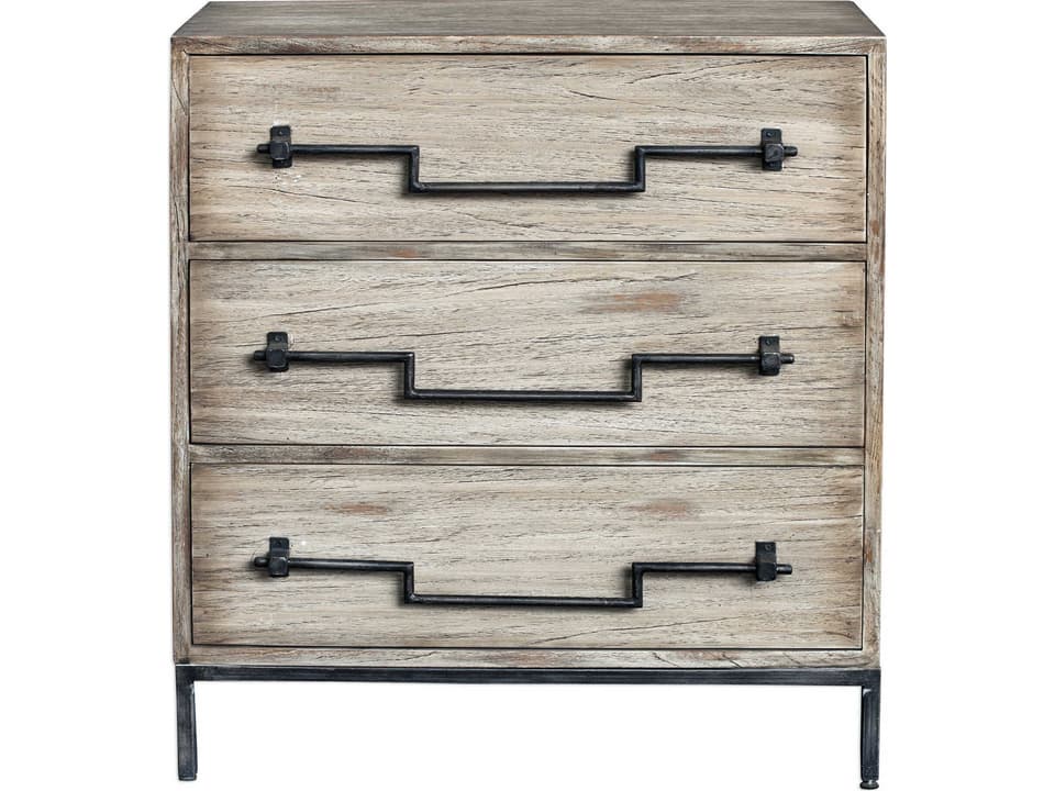Jory Aged Ivory Accent Chest with Industrial Iron Base