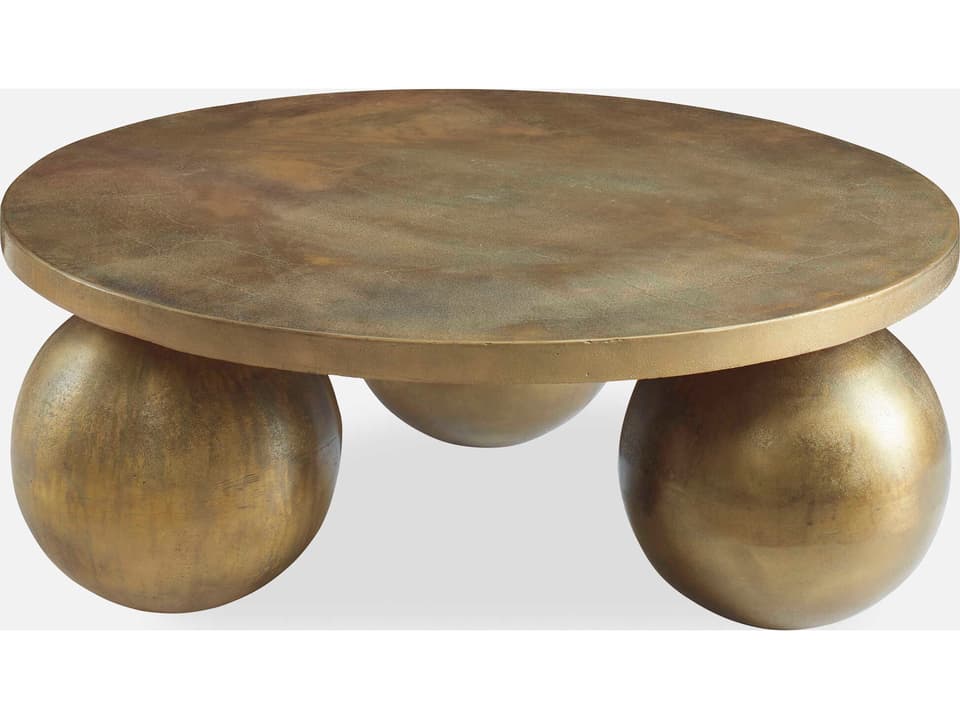 Triplet Round Coffee Table in Oxidized Antique Brass Aluminum