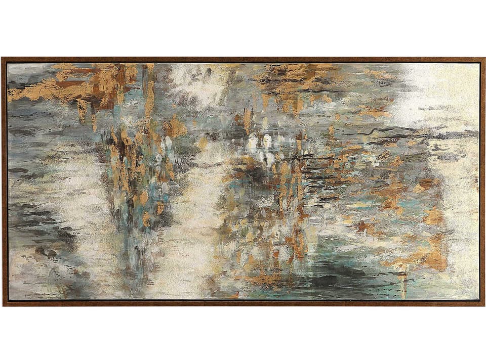 Behind The Falls Large Abstract Canvas Wall Art in Antique Copper Bronze