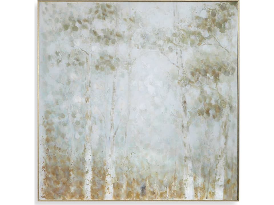 Cotton Woods Hand Painted Canvas in Antique Silver Frame