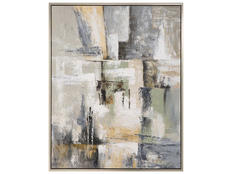 Intuition Hand Painted Abstract Wall Art in Sage Pewter and Taupe