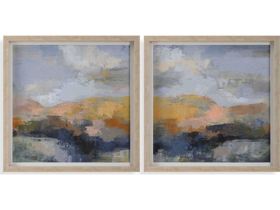 Dusk Set of 2 Framed Prints in Natural Wood Grain