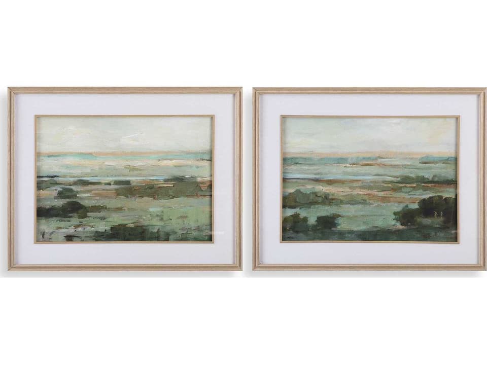 Warm Valley Framed Prints Set of 2 Landscape Wall Art