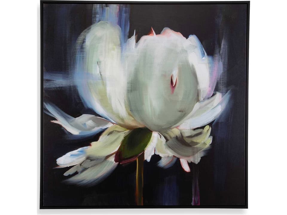 Peony Framed Canvas Wall Art with Black Wood Frame
