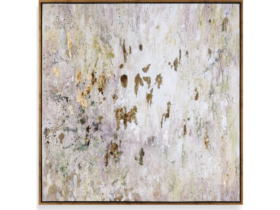 Golden Raindrops Hand Painted Canvas Wall Art with Gold Leaf Accents