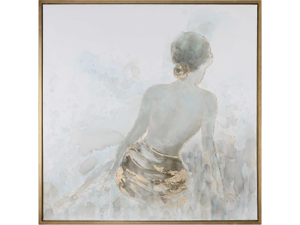 Gold Highlights Hand Painted Canvas Wall Art with Gold Leaf Frame