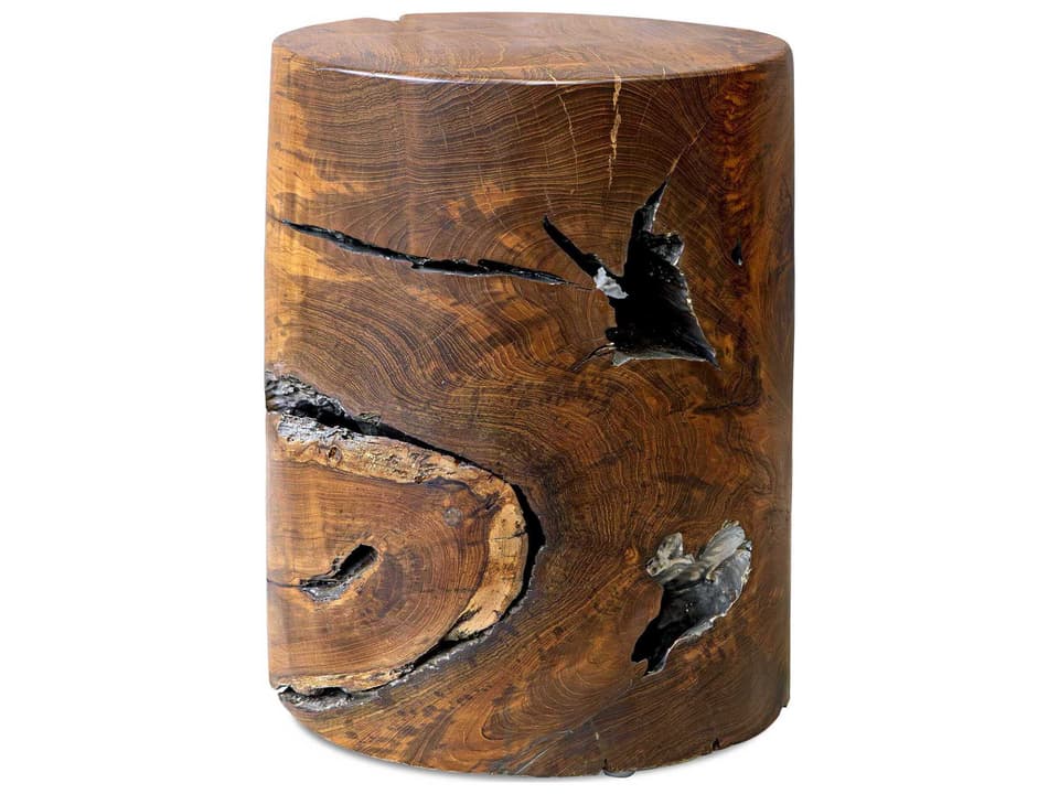 Rafe Natural antique Silver Brown Accent Stool
