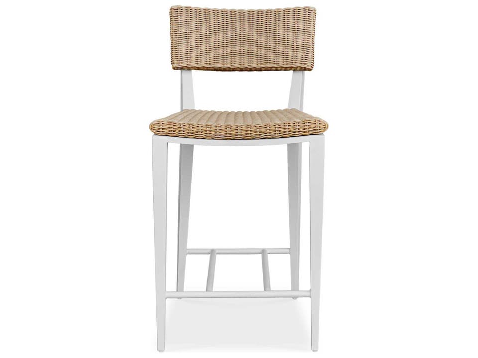 Uttermost Calbas White Outdoor Counter Stool with Honey Toned All-Weather Wicker