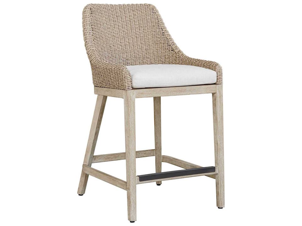Paloma Wicker Cushion Counter Stool in Cerused Wheat